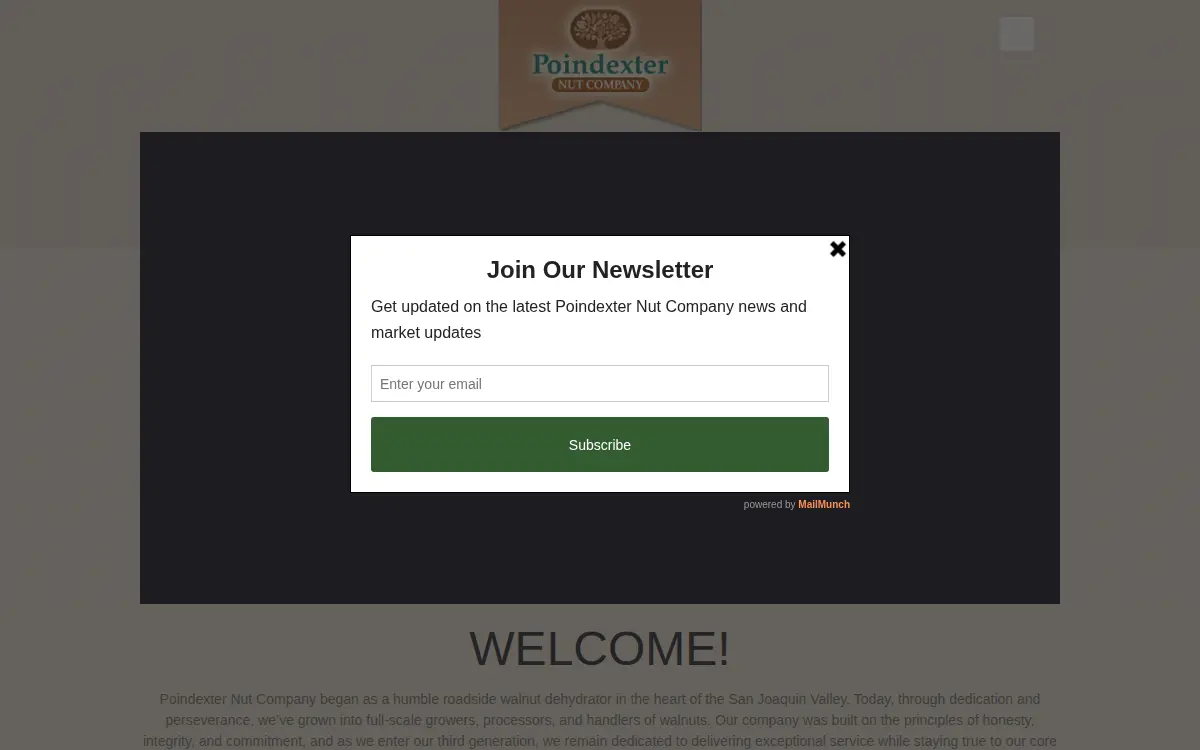 Homepage of Poindexter Nut Company, INC.