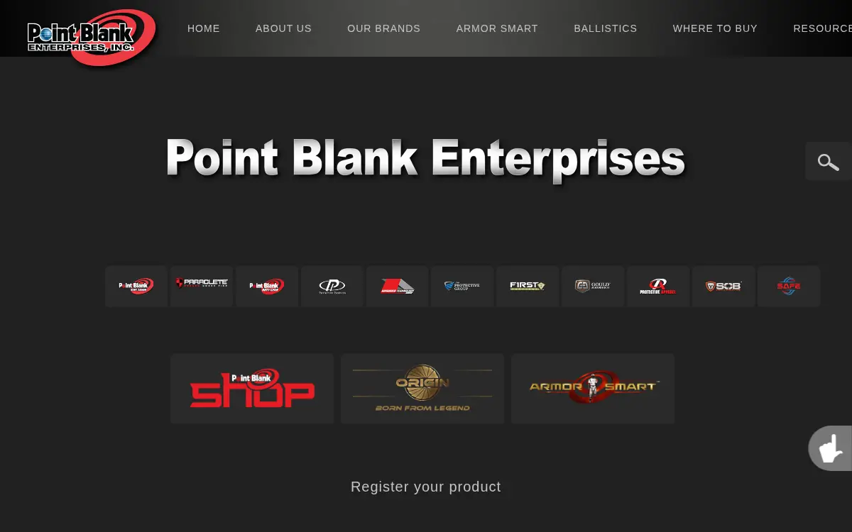 Homepage of Point Blank Enterprises, INC.