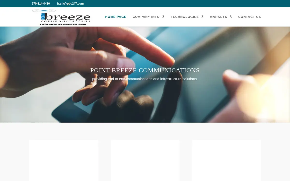 Homepage of Point Breeze Communications, INC.