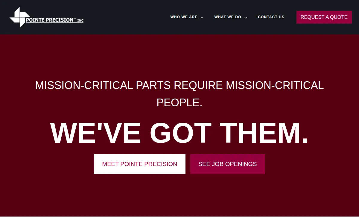 Homepage of Pointe Precision INC