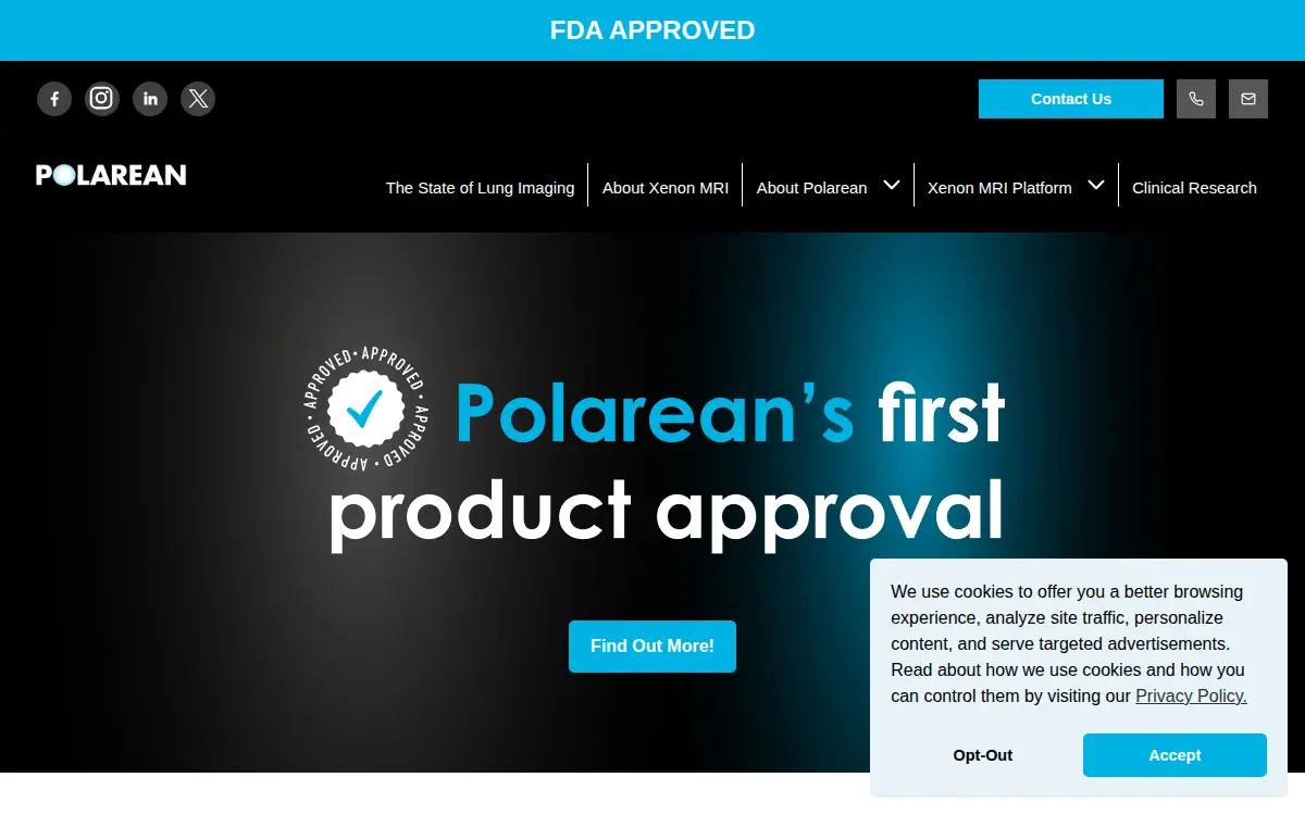 Homepage of Polarean INC