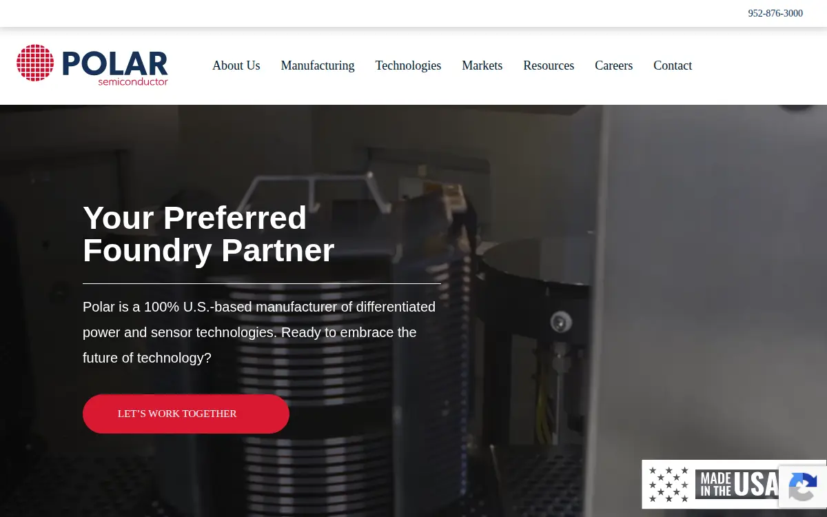 Homepage of Polar Semiconductor, LLC