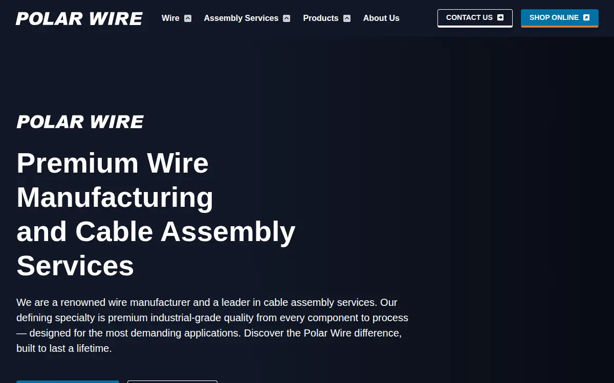 Homepage of Polar Wire Products, INC.