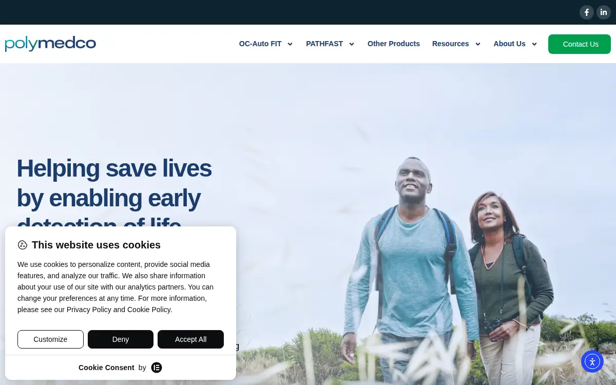 Homepage of Polymedco Cancer Diagnostic Products LLC
