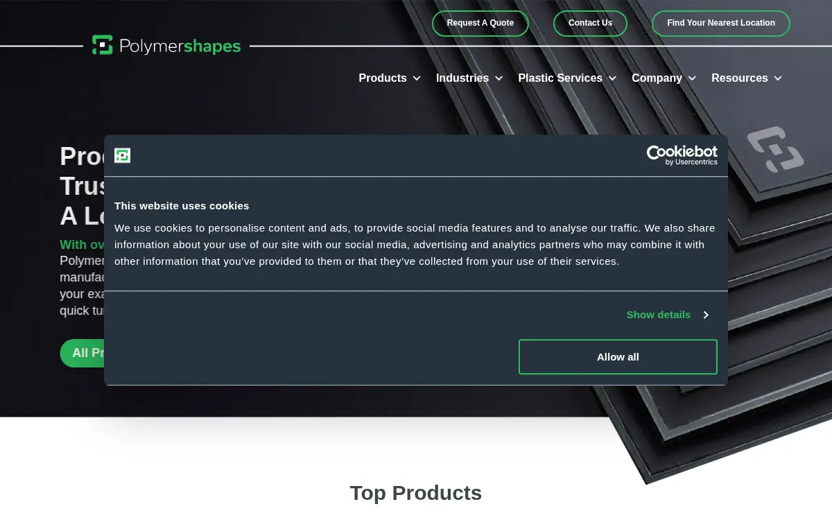 Homepage of Polymershapes LLC