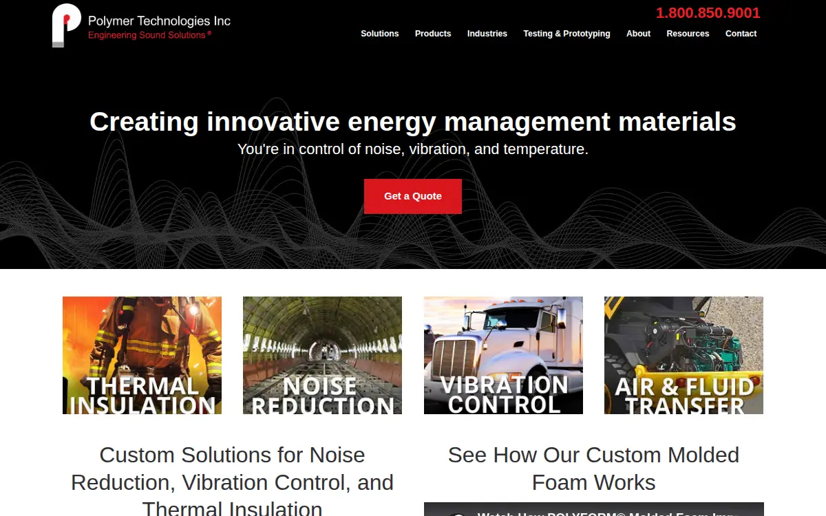 Homepage of Polymer Technologies INC