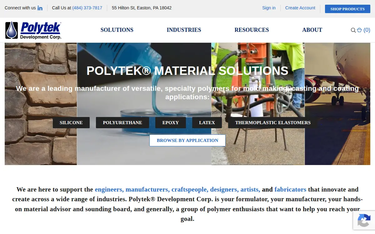 Homepage of Polytek Development CORP
