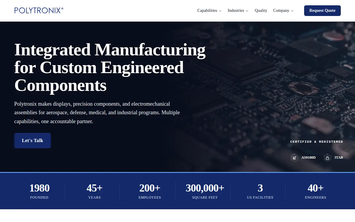 Homepage of Polytronix, INC.