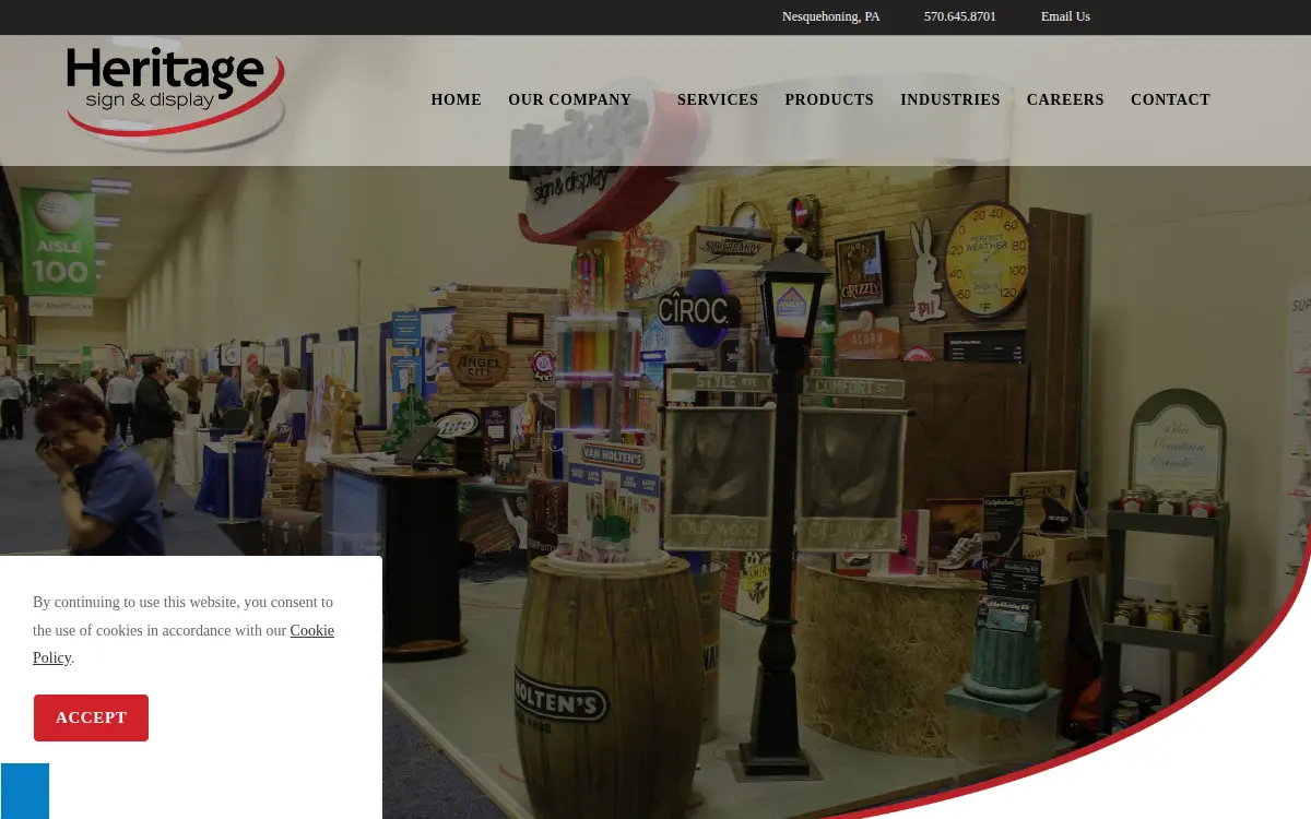 Homepage of Heritage Sign and Display, INC.
