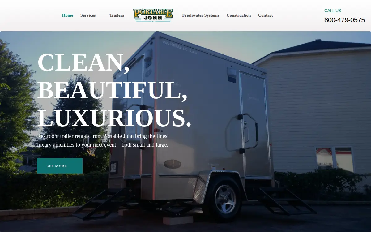 Homepage of Portable John INC