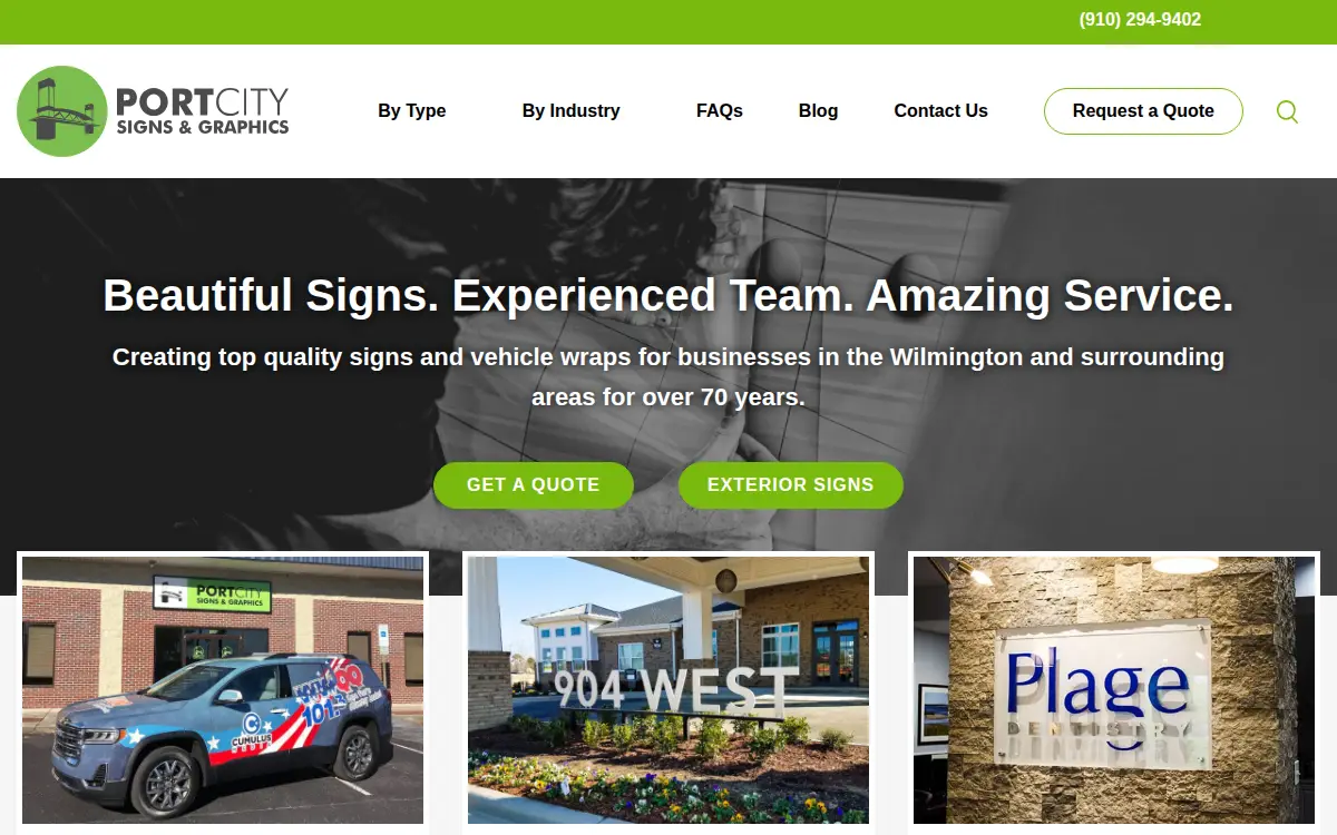 Homepage of Port City Signs & Graphics, INC.