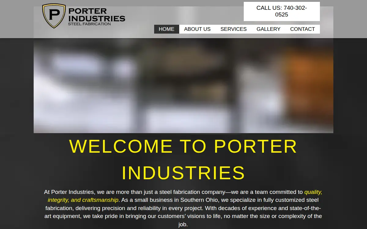 Homepage of Porter Industries LLC