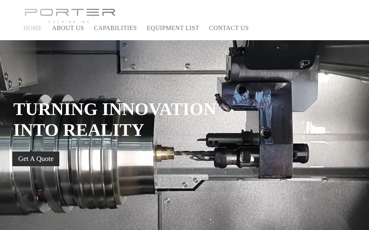 Homepage of Porter Machine, INC.