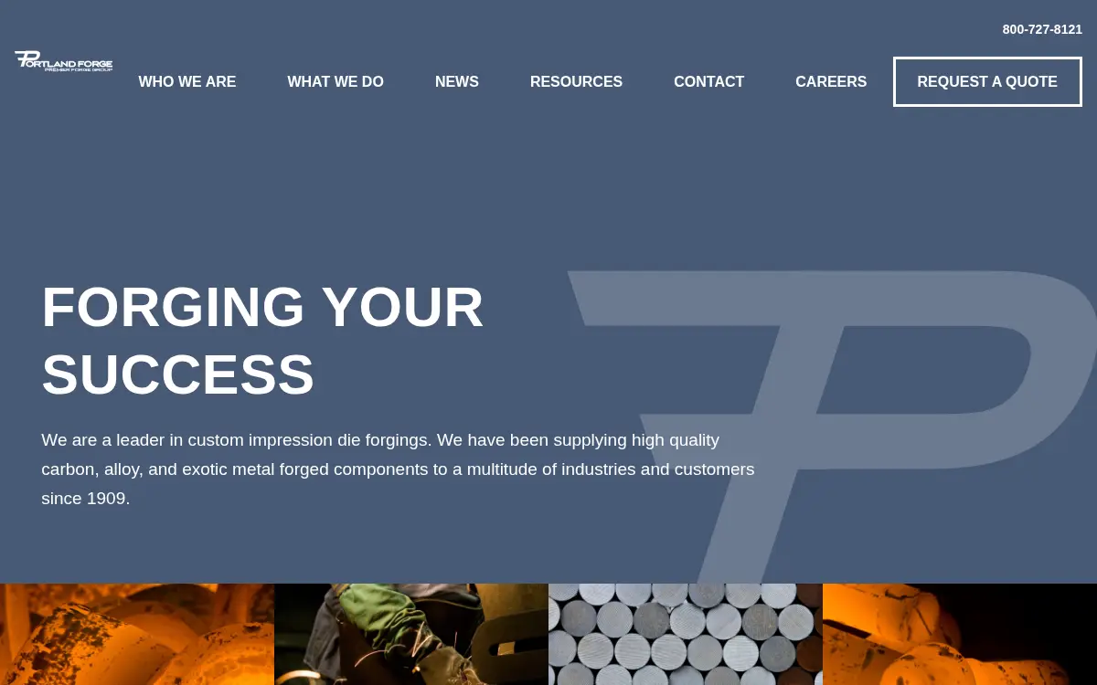 Homepage of Premier Forge Group, LLC