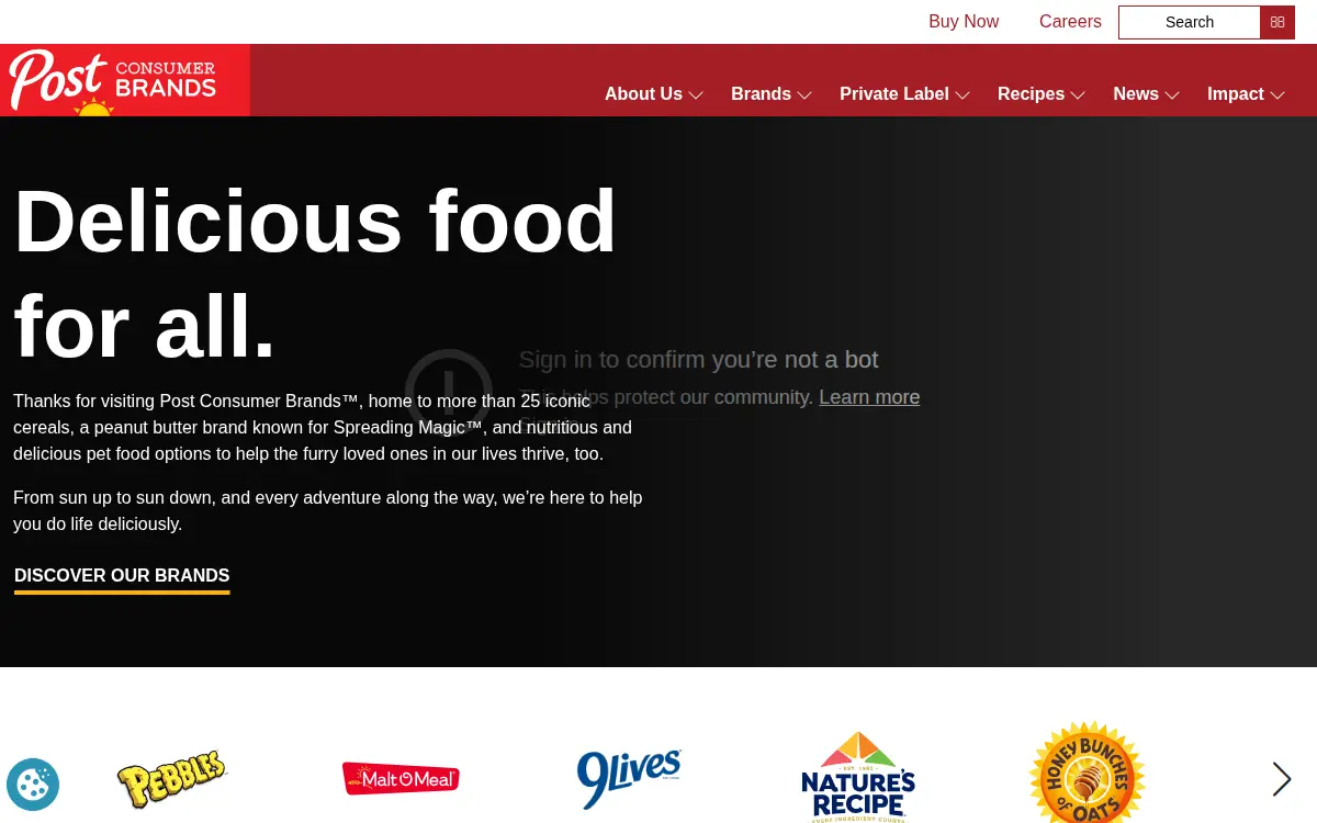 Homepage of Post Consumer Brands, LLC