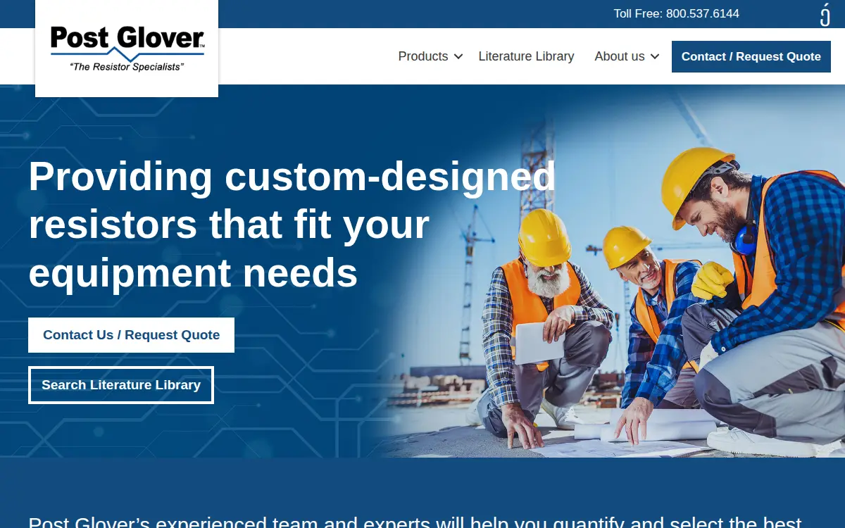 Homepage of Post Glover Resistors INC.