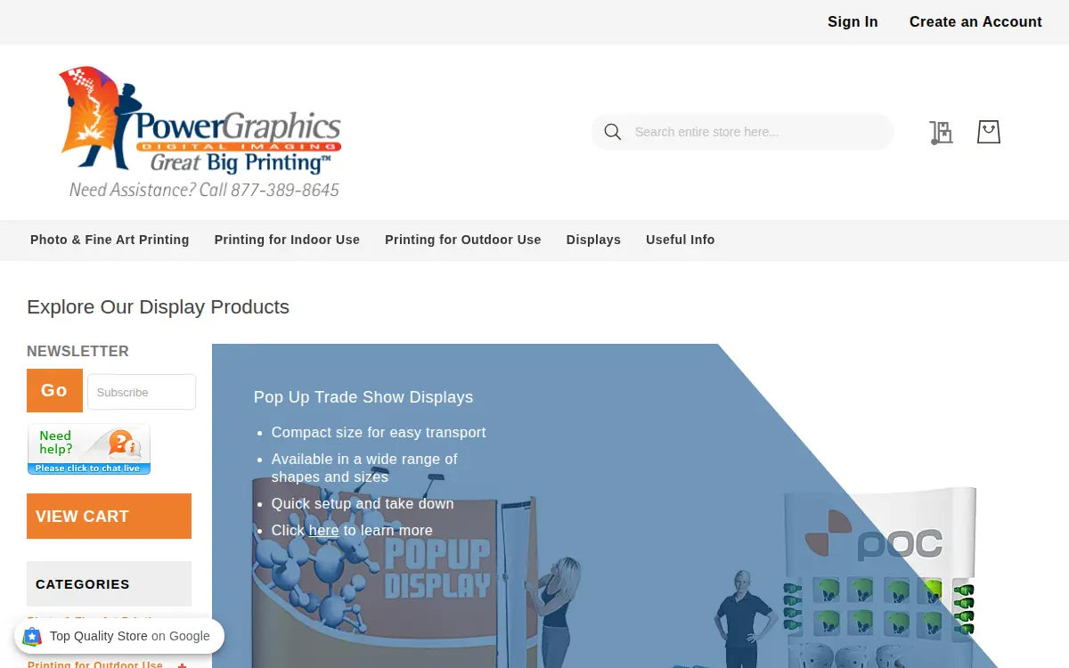 Homepage of Power Graphics Digital Imaging, INC