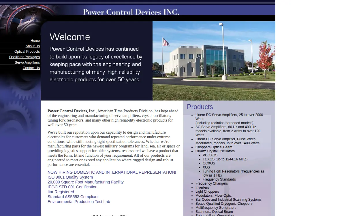 Homepage of Power Control Devices, INC.