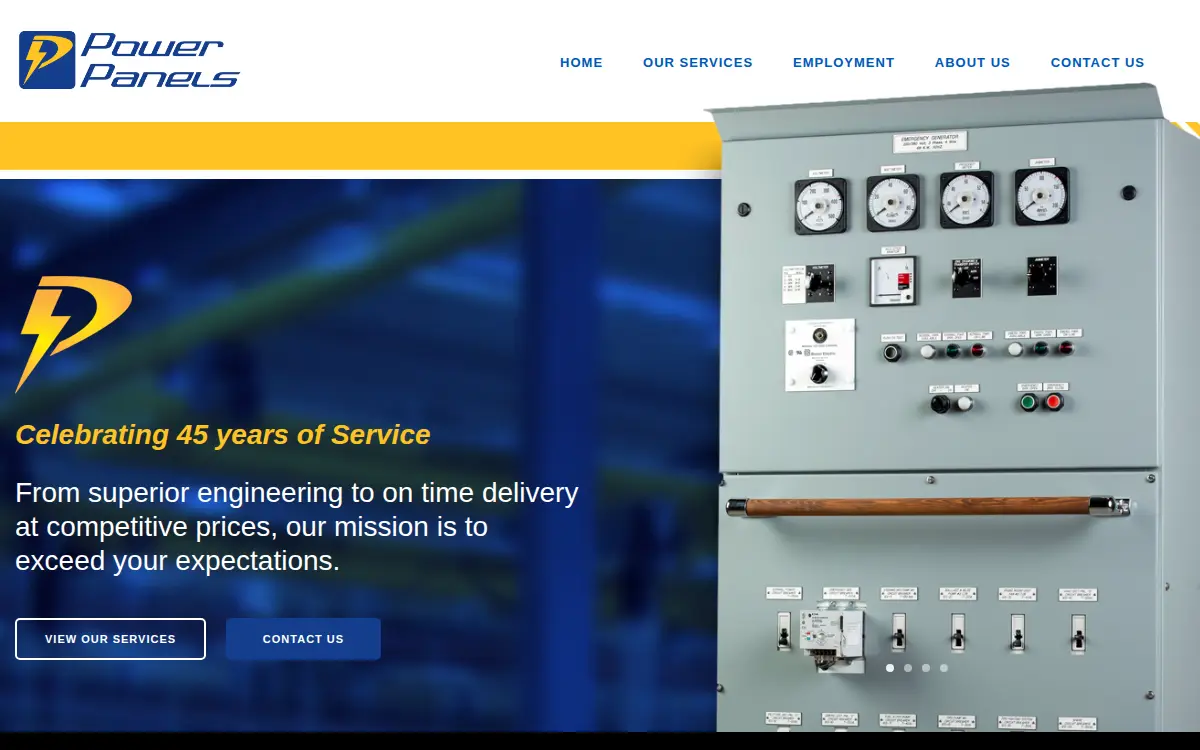 Homepage of Power Panels, LLC.