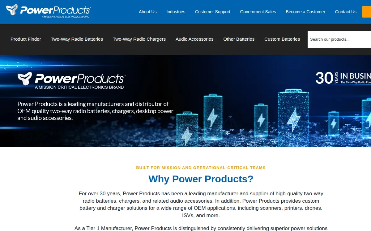 Homepage of Power Products Unlimited, LLC