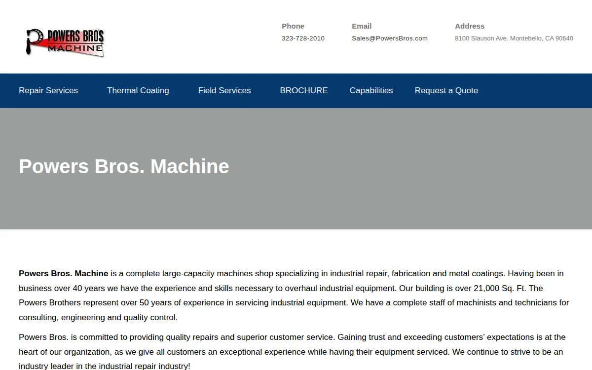 Homepage of Powers Bros Machine INC
