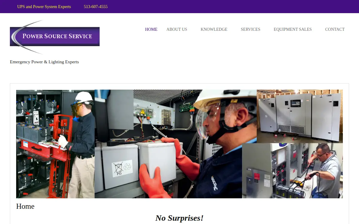 Homepage of Power Source Service LLC