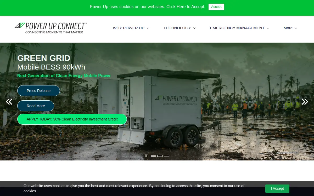 Homepage of Power Up Connect LLC