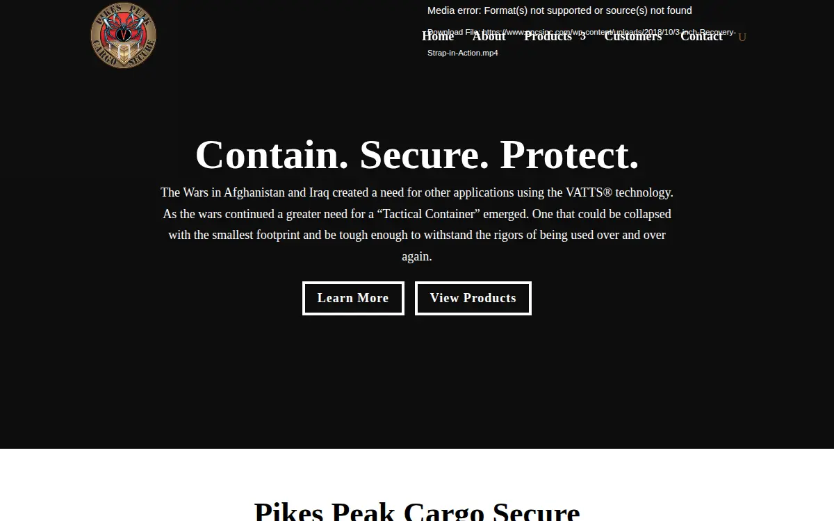 Homepage of Pikes Peak Cargo Secure, INC
