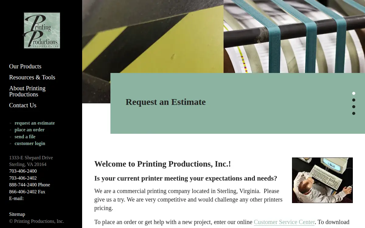 Homepage of Printing Productions INC