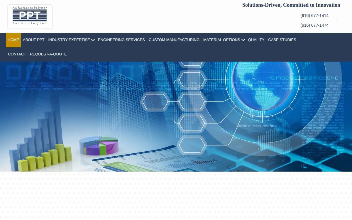 Homepage of Performance Polymer Technologies, LLC