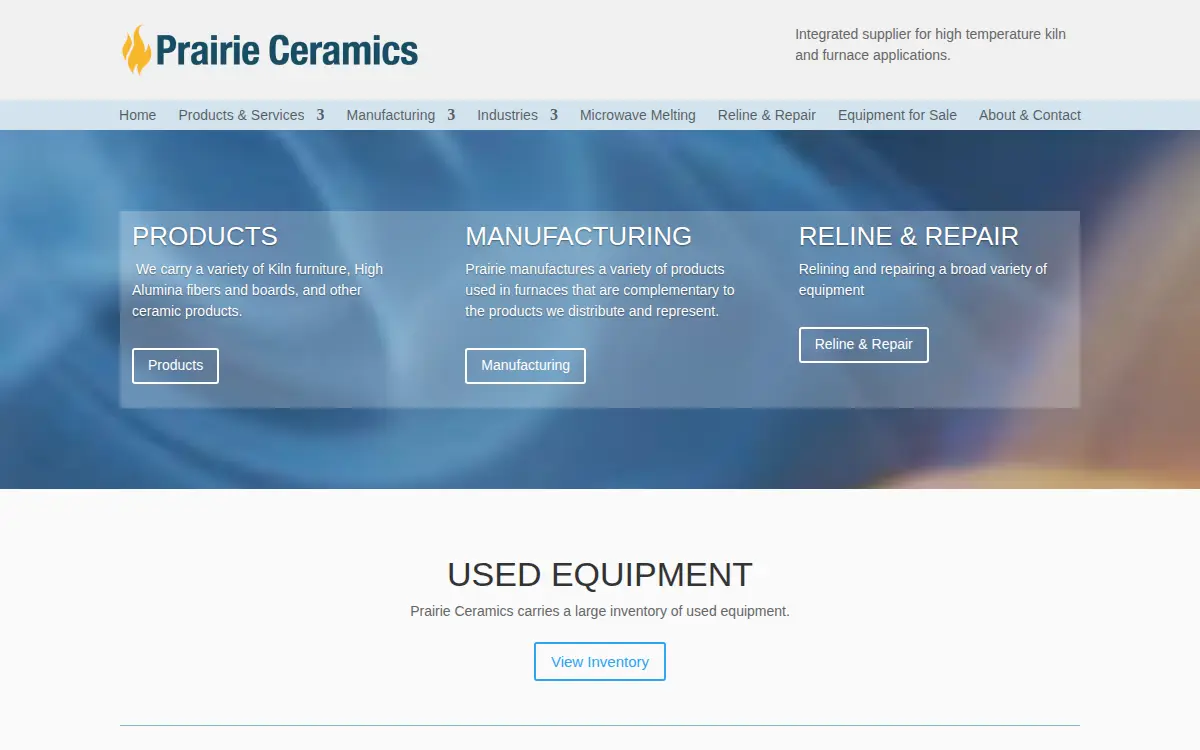 Homepage of Prairie Ceramics Corporation