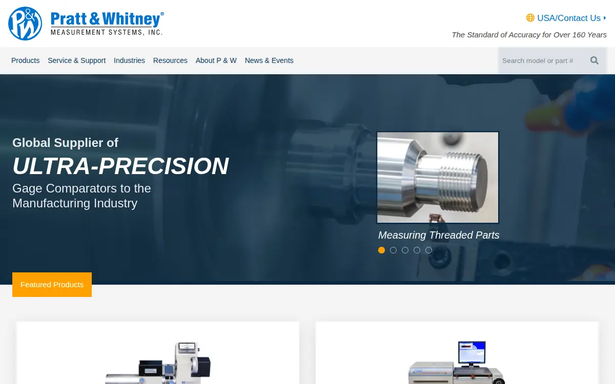 Homepage of Pratt & Whitney Measurement Systems, INC.