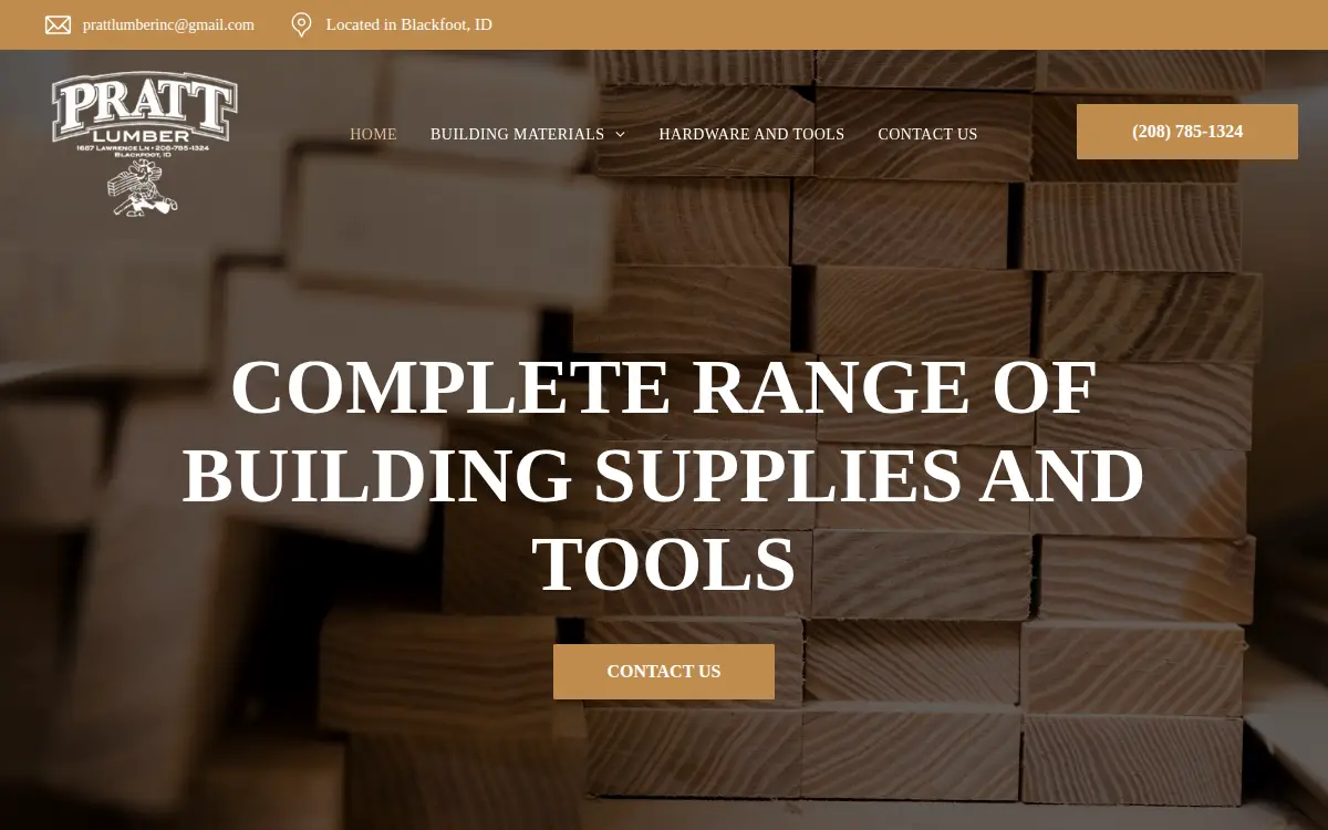 Homepage of Pratt Lumber, INC