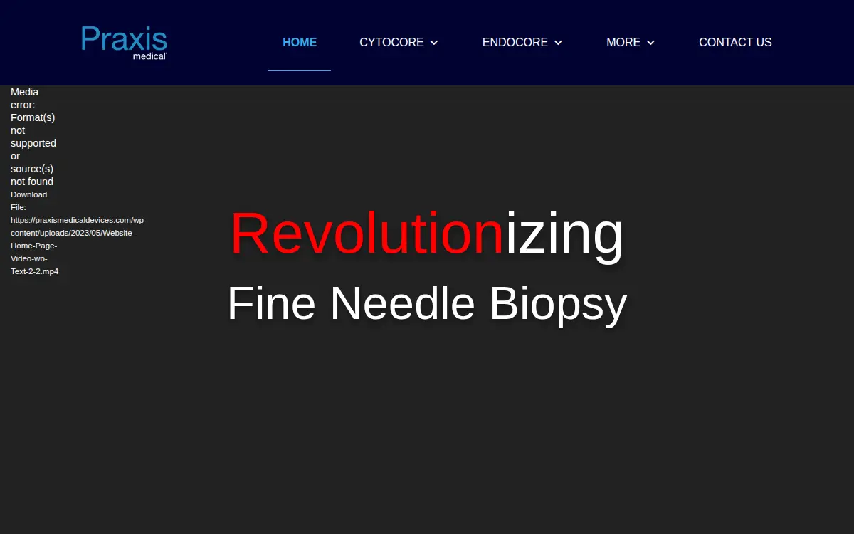 Homepage of Praxis Medical LLC