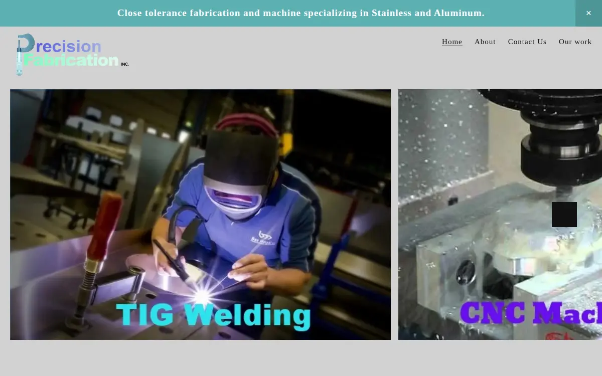Homepage of Precision Fabrication INC