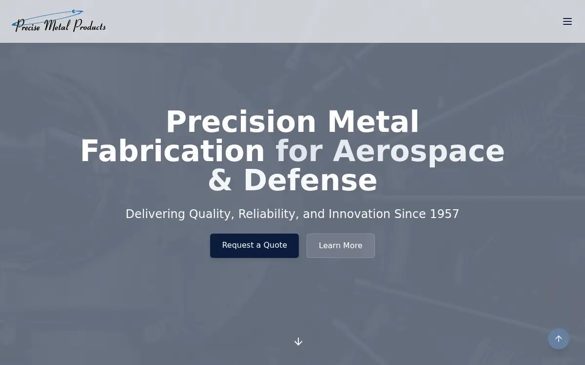 Homepage of Precise Metal Products, LLC