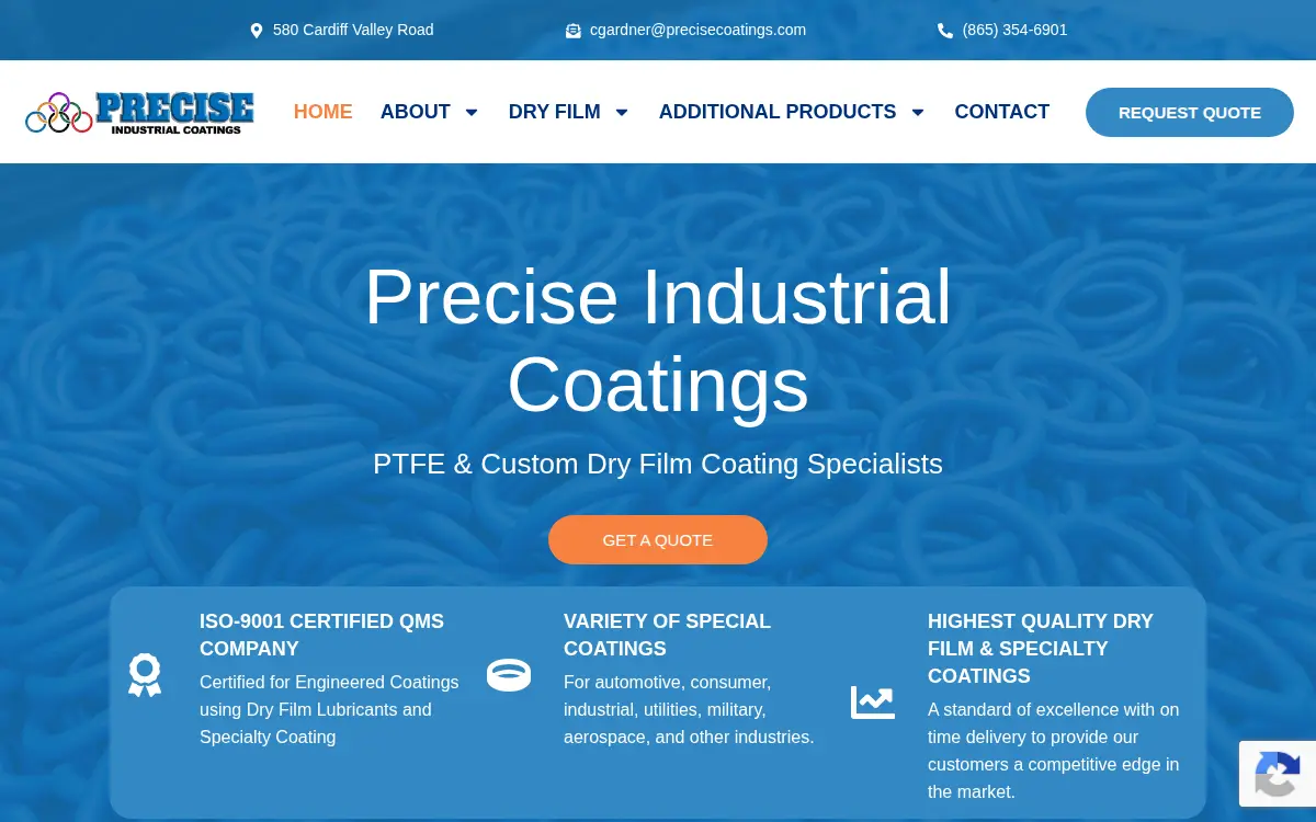 Homepage of Precise Holdings, LLC