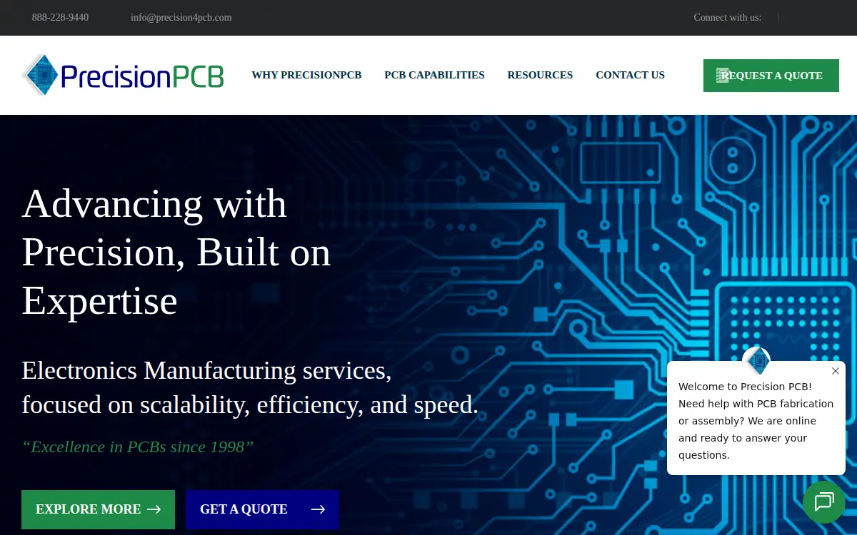 Homepage of Precision Technologies INC