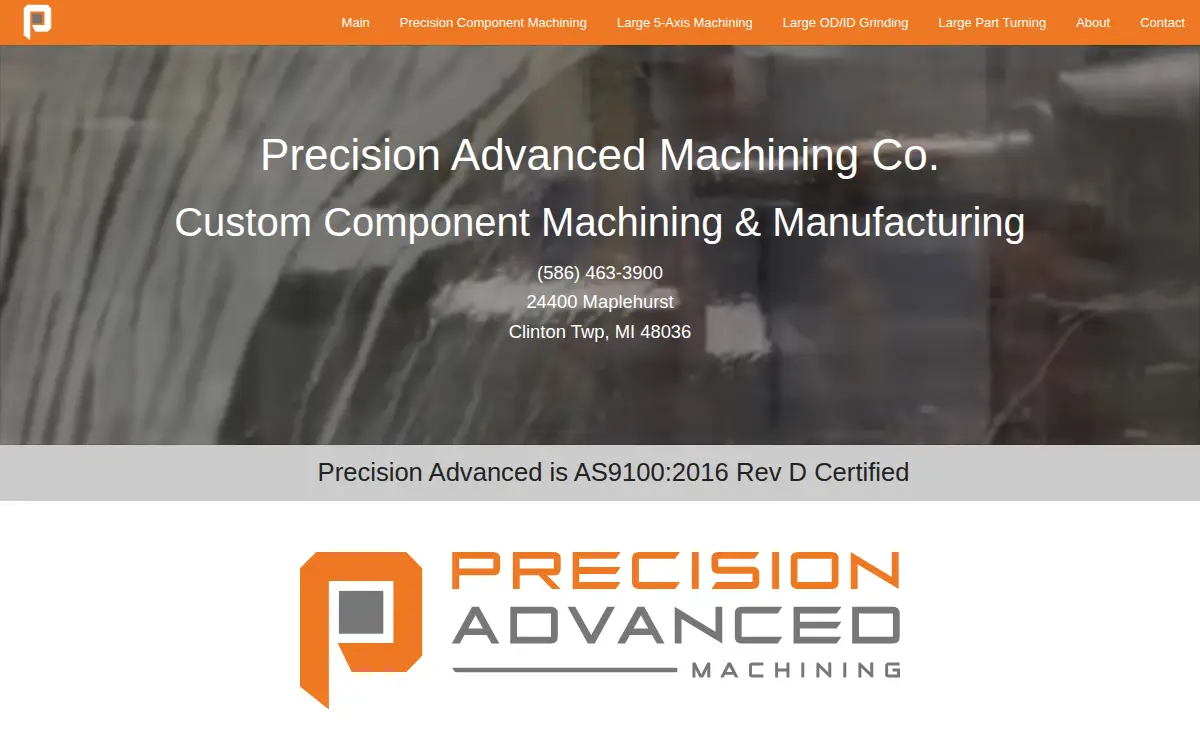 Homepage of Precision Advanced Machining CO.