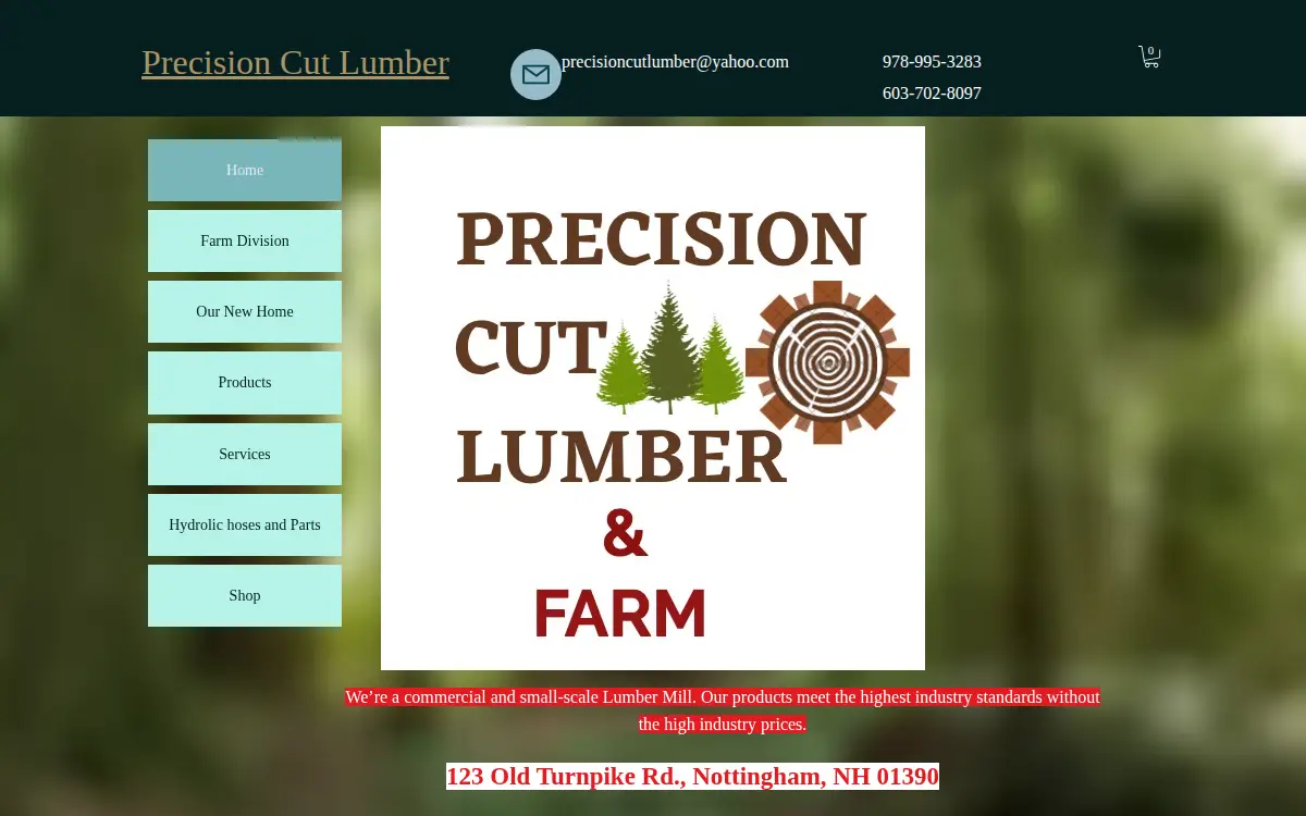 Homepage of Precision Cut Lumber LLC