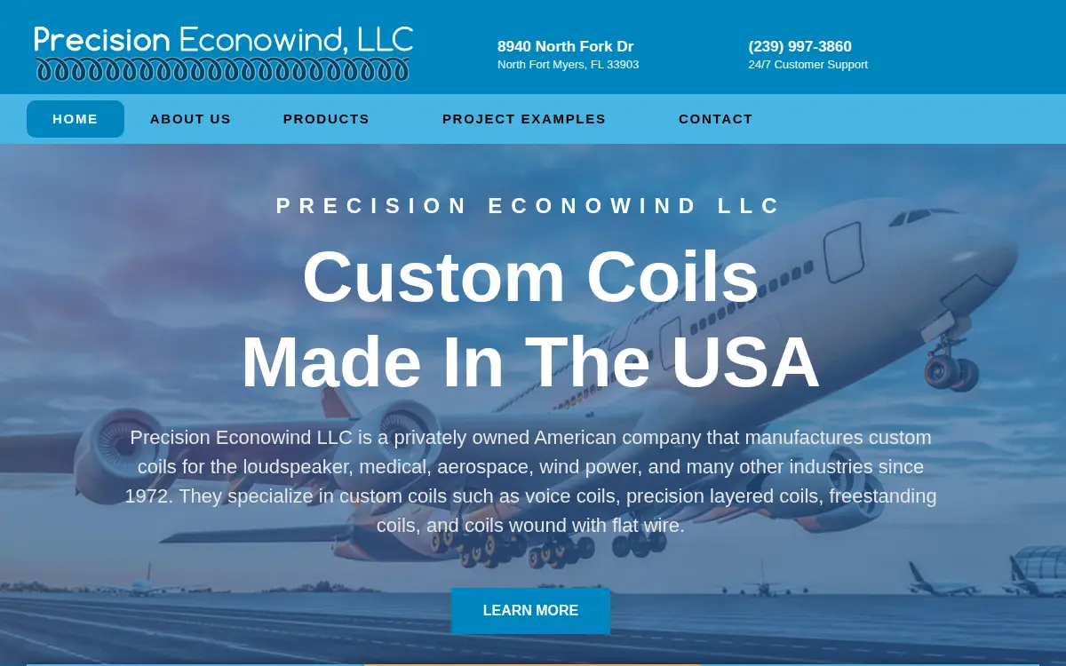 Homepage of Precision Econowind LLC