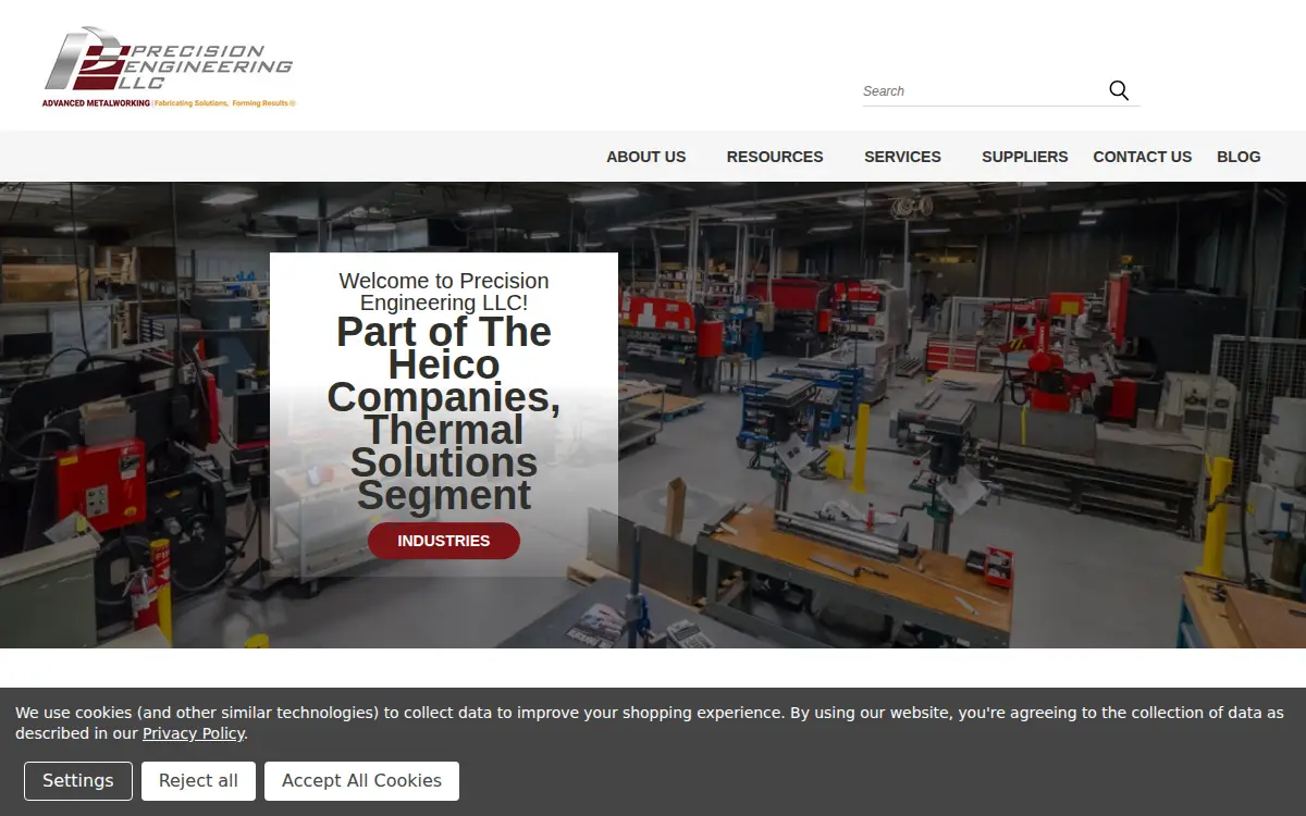 Homepage of Precision Engineering LLC