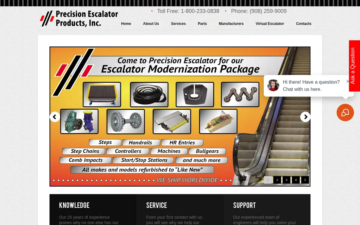 Homepage of Precision Elevator Products INC