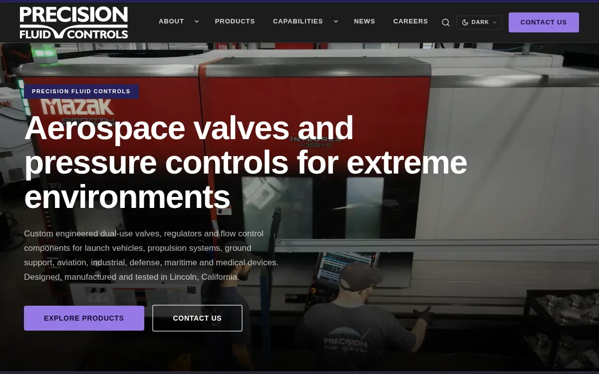 Homepage of Precision Fluid Controls, INC