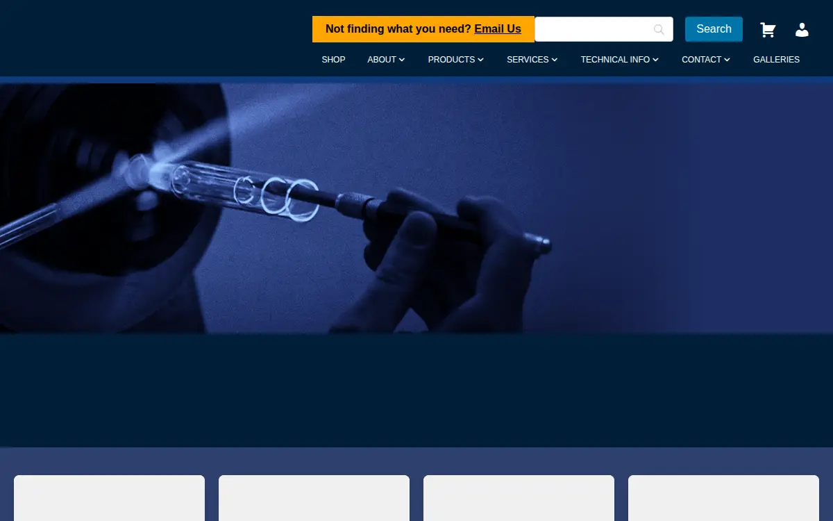 Homepage of Precision Glassblowing of Colorado, INC.