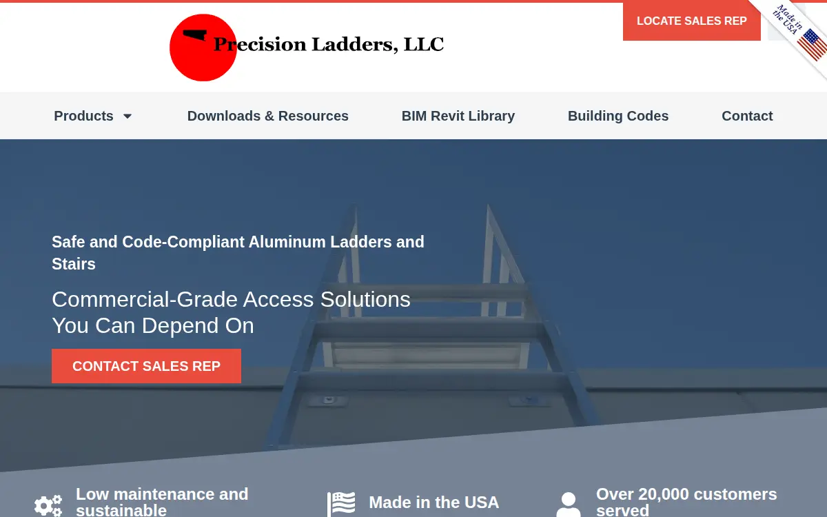 Homepage of Precision Ladders, LLC