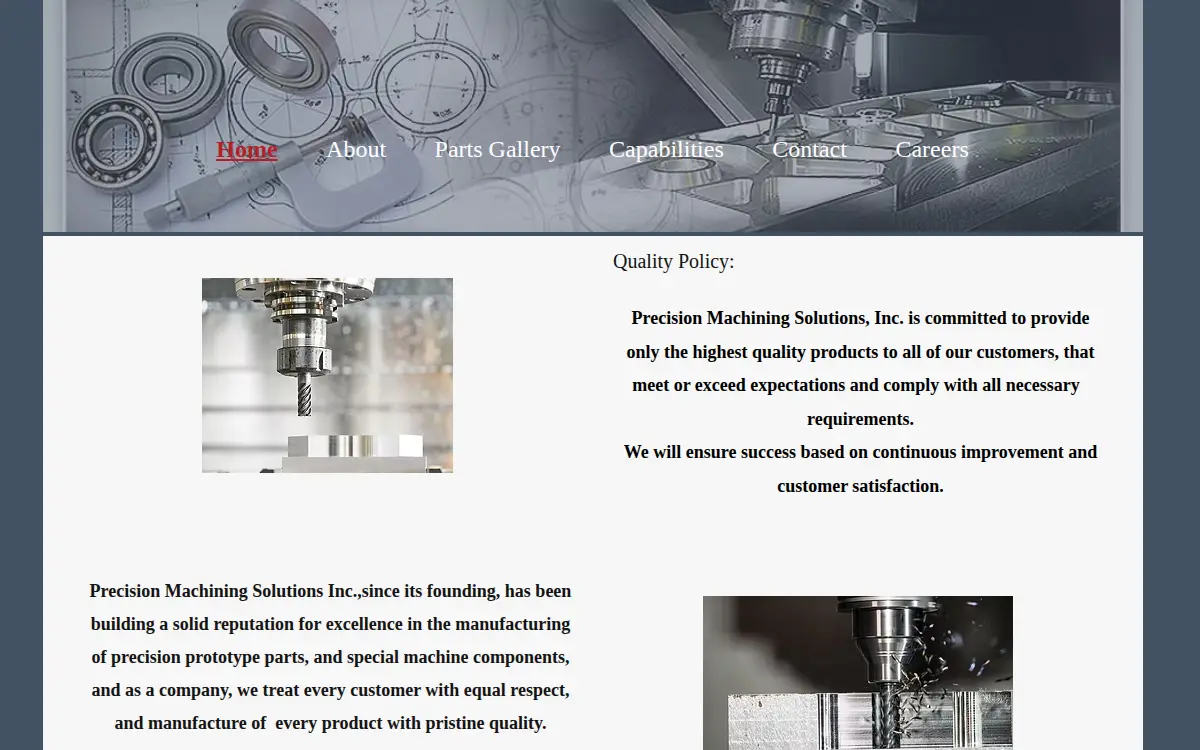 Homepage of Precision Machining Solutions INC