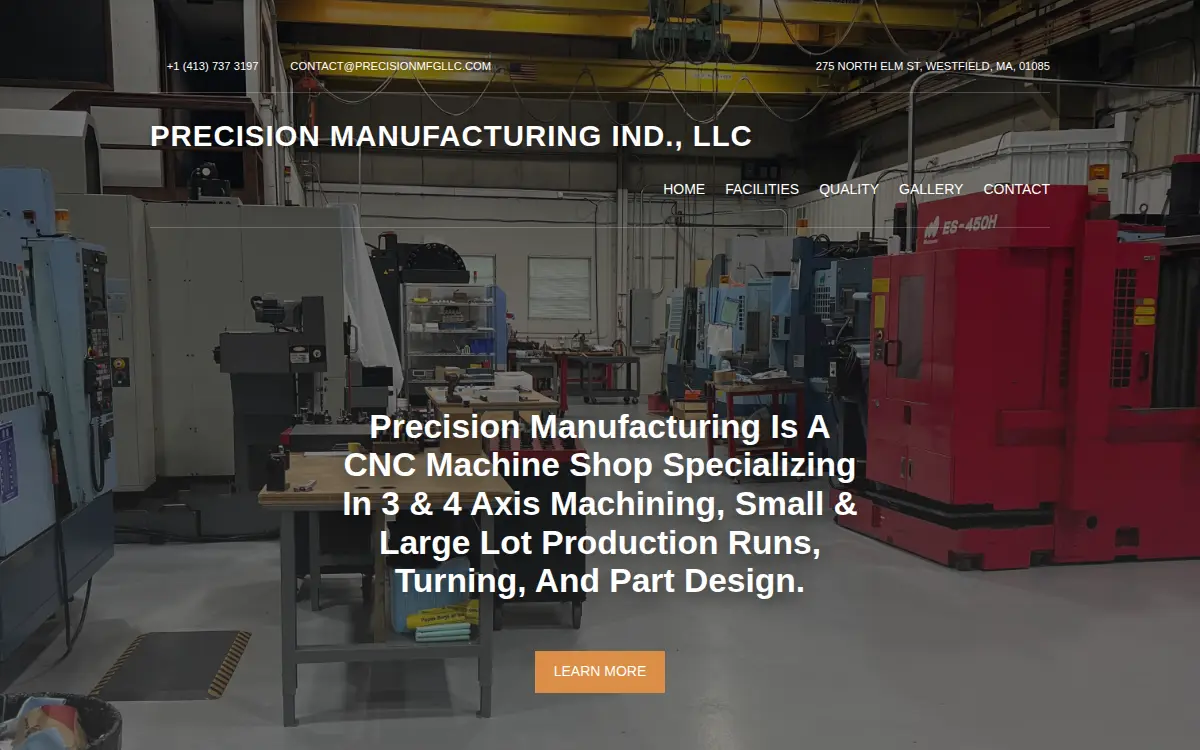 Homepage of Precision Manufacturing Ind., LLC