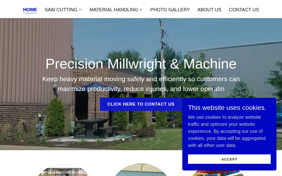 Homepage of Precision Millwright and Machine, INC.