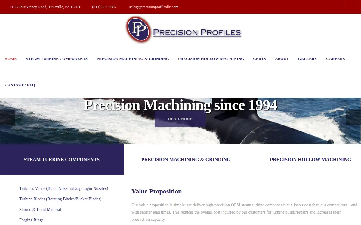 Homepage of Precision Profiles LLC
